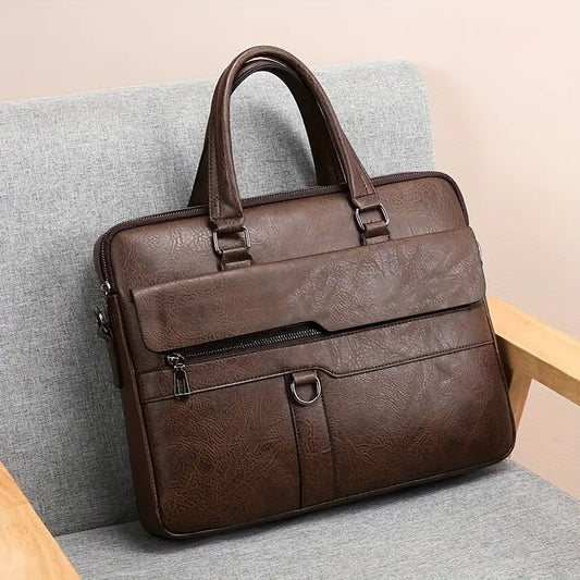 Men'S Vintage Style Coffee Briefcase