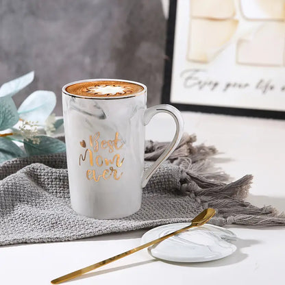 Best Mom Ever Ceramic Coffee Mug - Perfect for Mother's Day, Christmas, Thanksgiving Gift with Spoon & Elegant Box