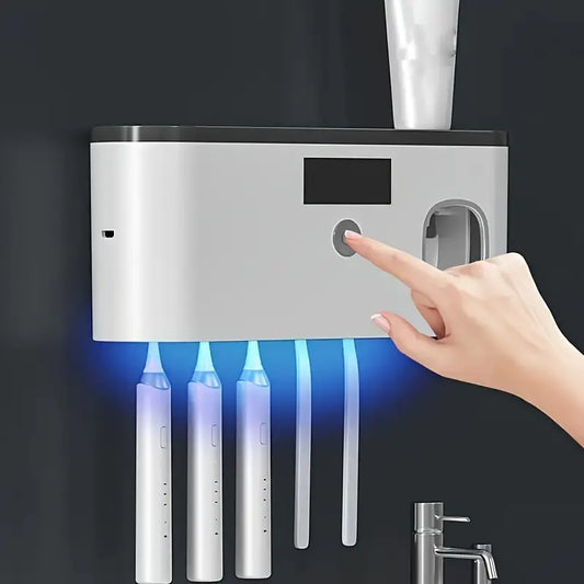 1pc Smart Toothbrush Sanitizer with Automatic Toothpaste Dispenser