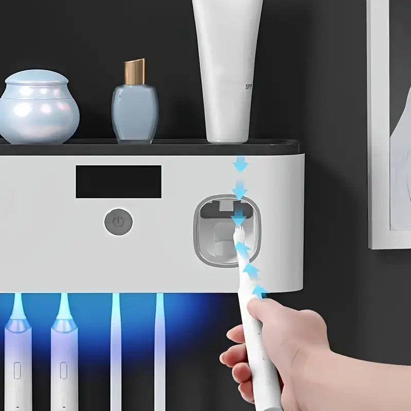 1pc Smart Toothbrush Sanitizer with Automatic Toothpaste Dispenser