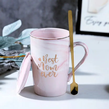 Best Mom Ever Ceramic Coffee Mug - Perfect for Mother's Day, Christmas, Thanksgiving Gift with Spoon & Elegant Box