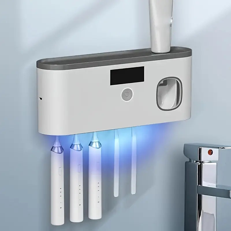 1pc Smart Toothbrush Sanitizer with Automatic Toothpaste Dispenser