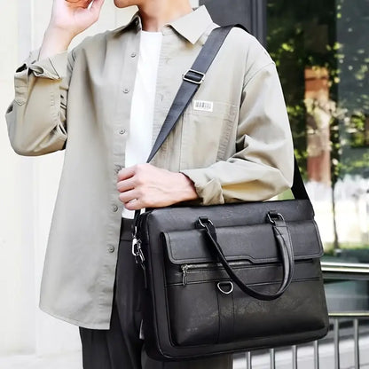 Men'S Vintage Style Coffee Briefcase