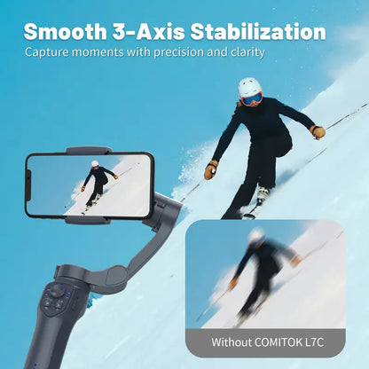 COMITOK L7C Smart 3-Axis Handheld Gimbal with Wireless, Gesture Control & Built-in Fill Light