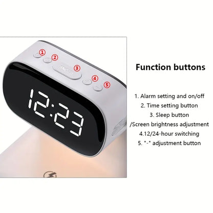 1pc of New Multifunctional LED Warm Light Night Lamp Clock -Supports Wireless Charging for Mobile Phones