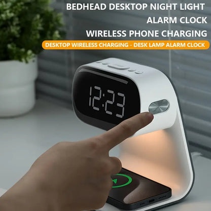 1pc of New Multifunctional LED Warm Light Night Lamp Clock -Supports Wireless Charging for Mobile Phones