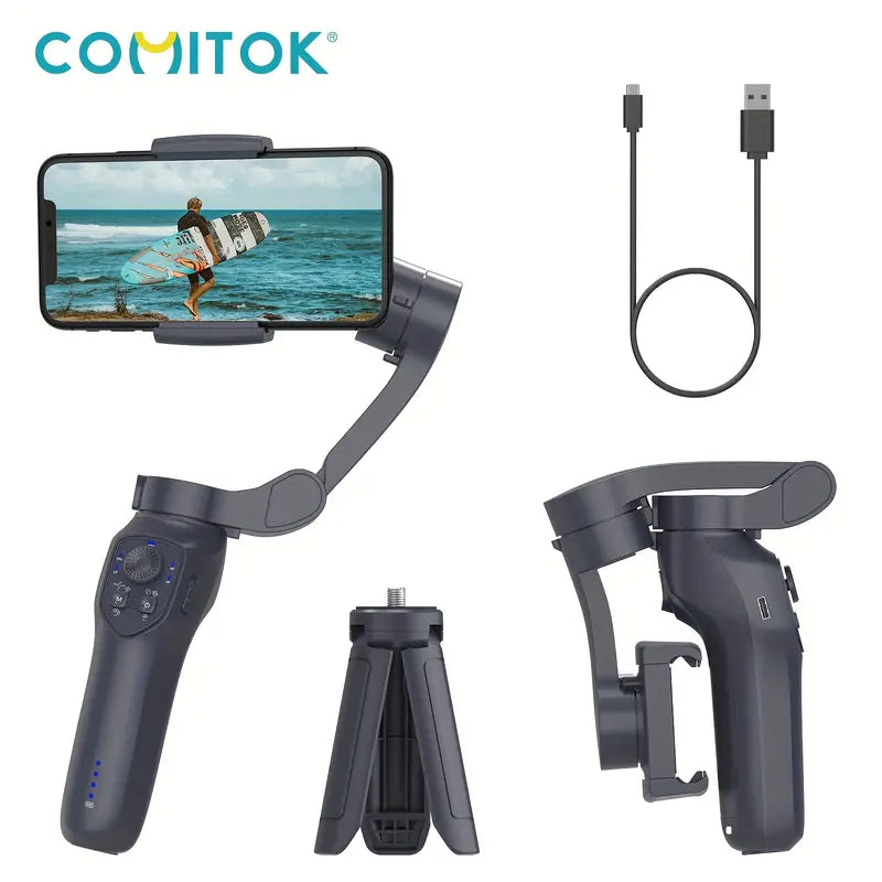 COMITOK L7C Smart 3-Axis Handheld Gimbal with Wireless, Gesture Control & Built-in Fill Light